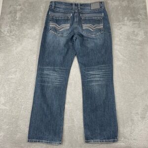 Faded Glory Relaxed Straight Jeans Mens 36x34 Blue Baggy Y2K Embroidered Pockets